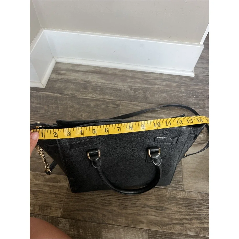 Michael Kors Hamilton Medium‎ Satchel Leather Shoulder Bag Handbag Purse Black